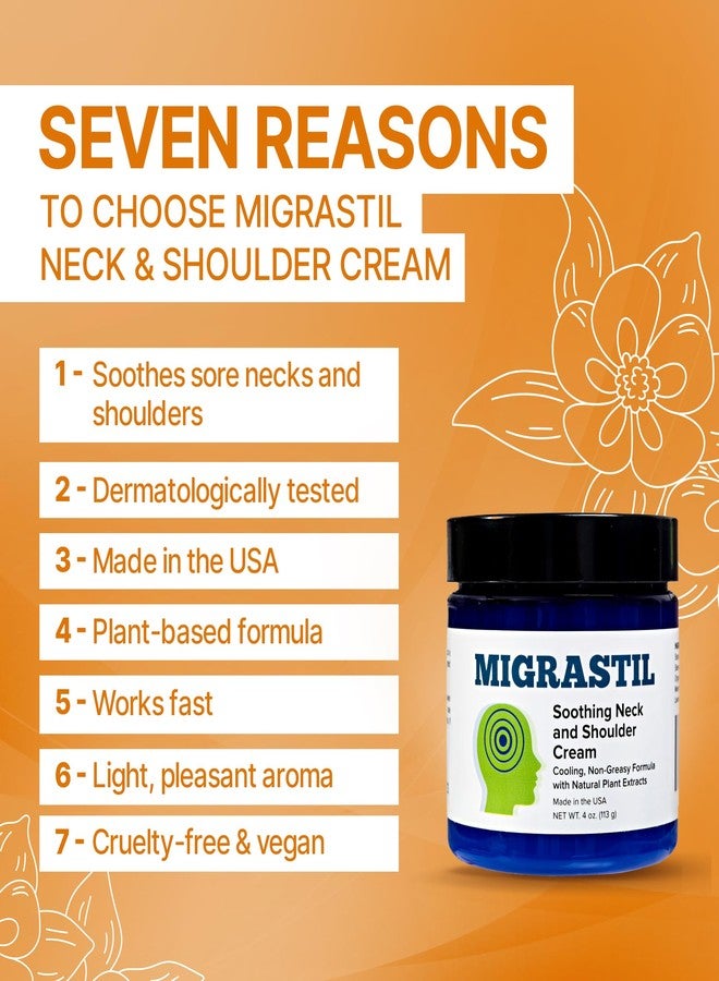 Basic Vigor Migrastil Neck & Shoulder Cream. Cooling Comfort for Migraines, Tech Neck & Tension. (4 oz.) Made in The USA. - Image 2